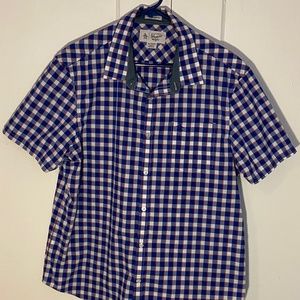 Original Penguin Men's Heritage Slim Fit Dark Blue Plaid Button Down Shirt XL